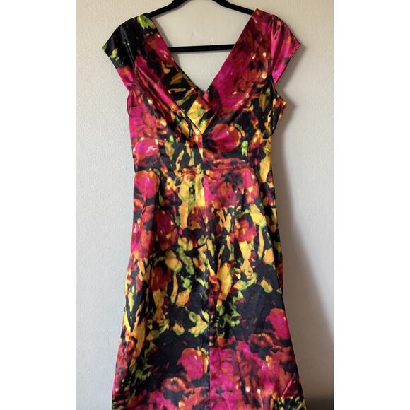 Maggy L Sheath Dress Women’s Petite Satin Ruched Cocktail Party Retro Colorful - Picture 4 of 7